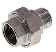Rp 1'' x R 1'' F/M Mamelon double en acier inoxydable 3-pièces avec joint plat 16 Bar