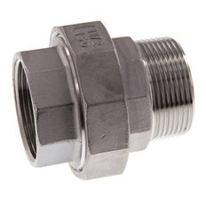 Rp 1 1/2'' x R 1 1/2'' F/M Mamelon double en acier inoxydable 3-pièces avec joint plat 16 Bar