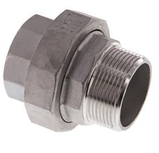 Rp 1 1/2'' x R 1 1/2'' F/M Mamelon double en acier inoxydable 3-pièces avec joint plat 16 Bar