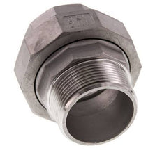 Rp 1 1/2'' x R 1 1/2'' F/M Mamelon double en acier inoxydable 3-pièces avec joint plat 16 Bar