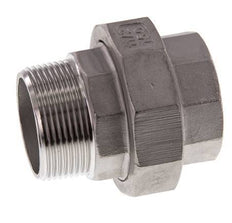 Rp 1 1/2'' x R 1 1/2'' F/M Mamelon double en acier inoxydable 3-pièces avec joint plat 16 Bar