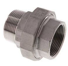 Rp 1 1/2'' x R 1 1/2'' F/M Mamelon double en acier inoxydable 3-pièces avec joint plat 16 Bar