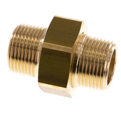 R 1'' Brass Double Nipple 3-pieces with Conically sealing 16 Bar