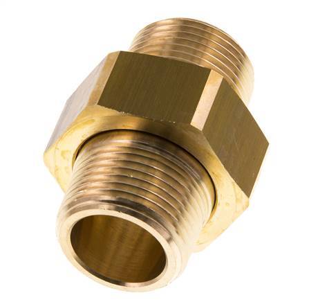 R 1'' Brass Double Nipple 3-pieces with Conically sealing 16 Bar