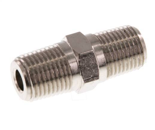 1/8'' NPT x R 1/8'' Nickel plated Brass Double Nipple 60 Bar