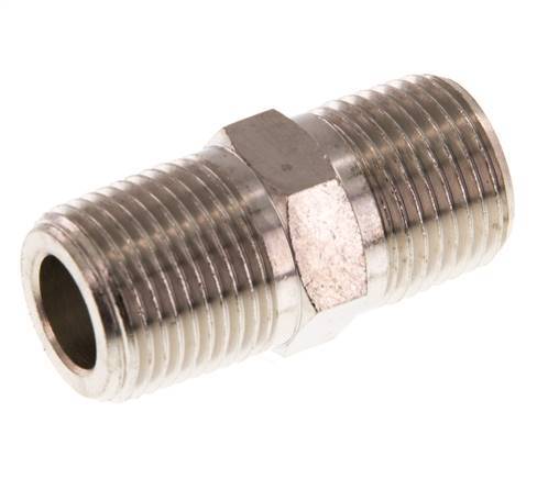 3/8'' NPT x R 3/8'' Raccord double en laiton nickelé 60 Bar