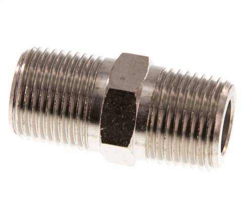 3/8'' NPT x R 3/8'' Raccord double en laiton nickelé 60 Bar