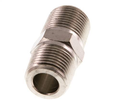 3/8'' NPT x R 3/8'' Raccord double en laiton nickelé 60 Bar