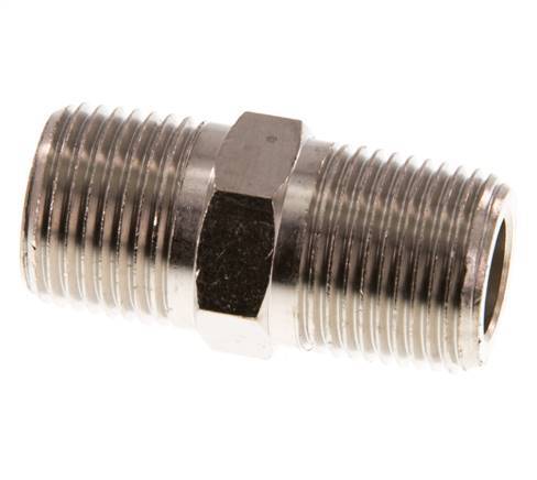 3/8'' NPT x R 3/8'' Raccord double en laiton nickelé 60 Bar