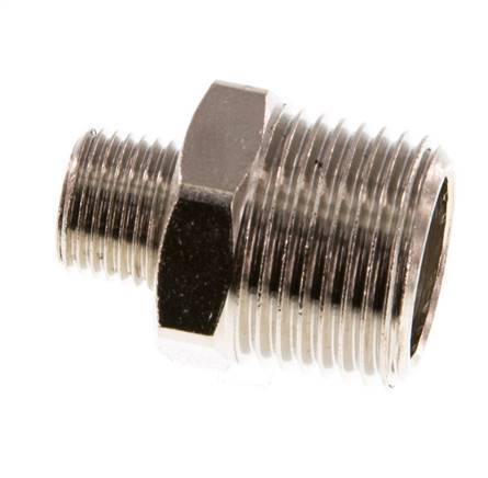 R 3/8'' x R 1/8'' Nickel plated Brass Double Nipple 16 Bar [5 Pieces]