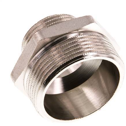 G 1 1/2'' x G 1'' Mamelon double en laiton nickelé 16 Bar