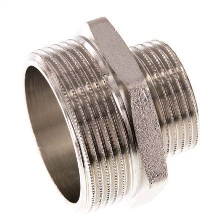 G 1 1/2'' x G 1'' Mamelon double en laiton nickelé 16 Bar