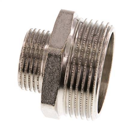 G 1 1/4'' x G 3/4'' Raccord double en laiton nickelé 16 Bar
