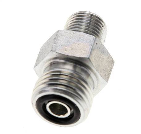 UNF 9/16''-18 x 1/8'' NPT Zinc plated Steel Double Nipple ORFS 630 Bar - Hydraulic