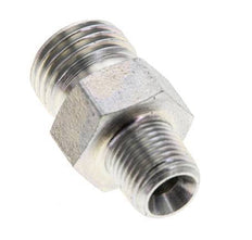 UNF 9/16''-18 x 1/8'' NPT Zinc plated Steel Double Nipple ORFS 630 Bar - Hydraulic
