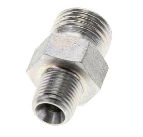 UNF 9/16''-18 x 1/8'' NPT Zinc plated Steel Double Nipple ORFS 630 Bar - Hydraulic