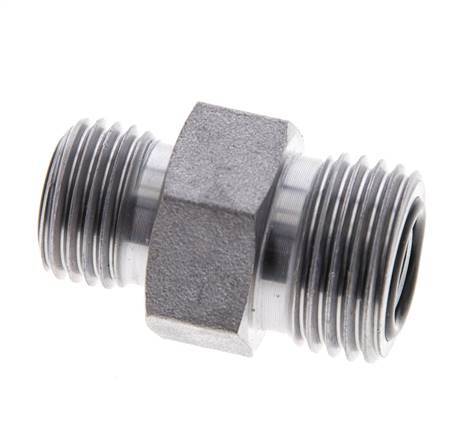 UN 11/16''-16 x UNF 9/16''-18 Embout double en acier zingué ORFS 630 Bar - Hydraulique