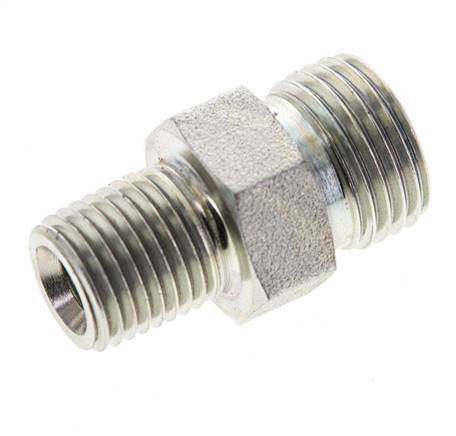 UN 11/16''-16 x 1/4'' NPT Embout double en acier zingué ORFS 630 Bar - Hydraulique