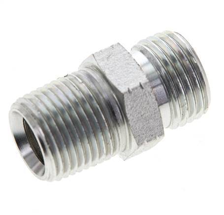 UN 11/16''-16 x 3/8'' NPT Embout double en acier zingué ORFS 630 Bar - Hydraulique