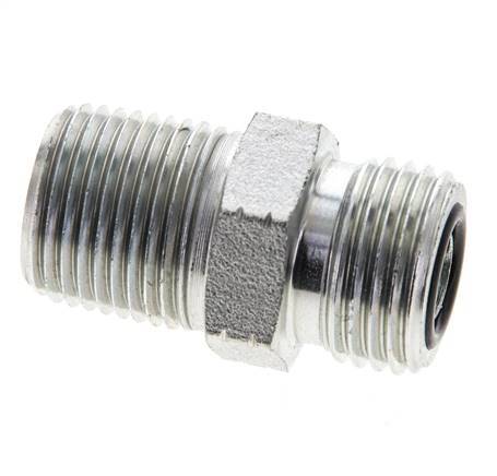 UN 11/16''-16 x 3/8'' NPT Embout double en acier zingué ORFS 630 Bar - Hydraulique