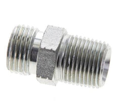 UN 11/16''-16 x 3/8'' NPT Zinc plated Steel Double Nipple ORFS 630 Bar - Hydraulic