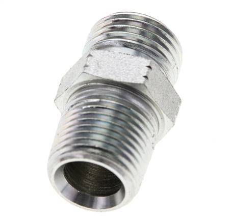 UN 11/16''-16 x 3/8'' NPT Embout double en acier zingué ORFS 630 Bar - Hydraulique