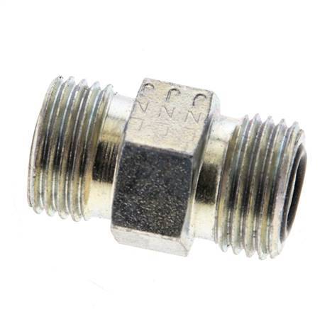 UN 11/16''-16 Zinc plated Steel Double Nipple ORFS 630 Bar - Hydraulic