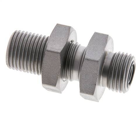 UN 11/16''-16 Male Zinc plated Steel Bulkhead Fitting ORFS 630 Bar - Hydraulic
