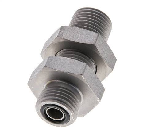 UN 11/16''-16 Male Zinc plated Steel Bulkhead Fitting ORFS 630 Bar - Hydraulic