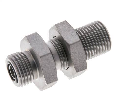 UN 11/16''-16 Male Zinc plated Steel Bulkhead Fitting ORFS 630 Bar - Hydraulic