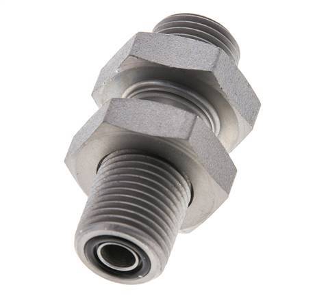 UN 11/16''-16 Male Zinc plated Steel Bulkhead Fitting ORFS 630 Bar - Hydraulic