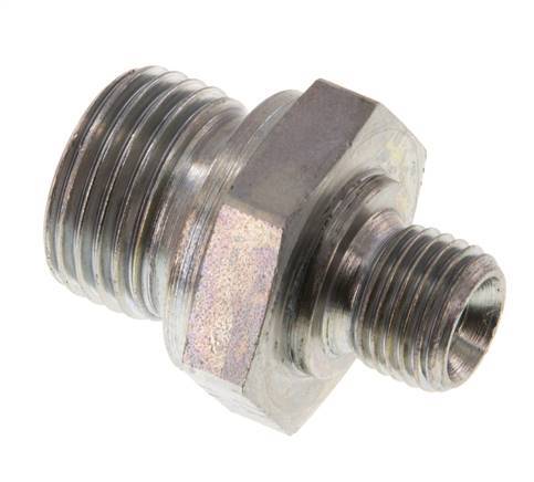 G 1/2'' x G 1/4'' Double mamelon en acier zingué 400 Bar - Hydraulique [2 Pièces].