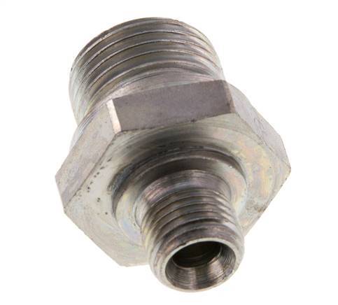 G 1/2'' x G 1/4'' Double mamelon en acier zingué 400 Bar - Hydraulique [2 Pièces].