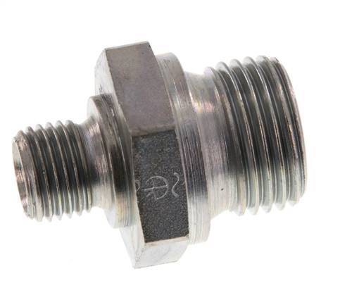 G 1/2'' x G 1/4'' Double mamelon en acier zingué 400 Bar - Hydraulique [2 Pièces].