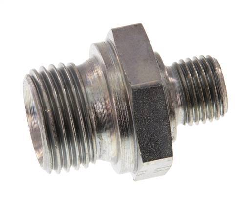 G 1/2'' x G 1/4'' Double mamelon en acier zingué 400 Bar - Hydraulique [2 Pièces].