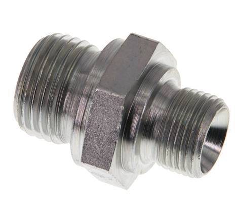Raccord double en acier zingué G 1/2'' x G 3/8'' - 400 Bar - Hydraulique [2 Pièces]