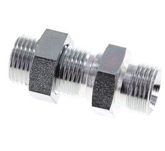 G 1/2'' Zinc plated Steel Bulkhead Double nipple 350 Bar - Hydraulic