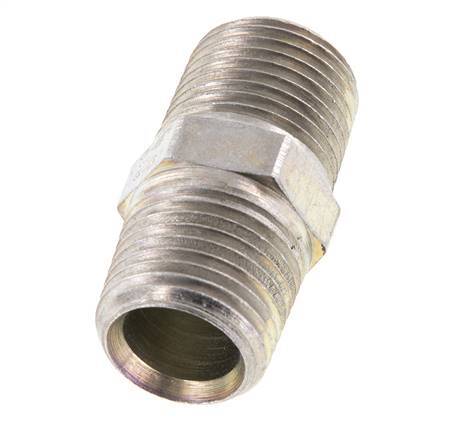 Mamelon double en acier zingué 1/2'' NPT 210 Bar - Hydraulique