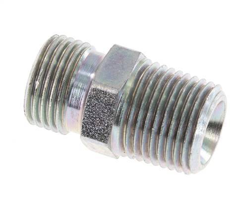 Raccord double en acier zingué 1/2'' NPT x G 1/2'' 3-pièces 280 Bar - Hydraulique