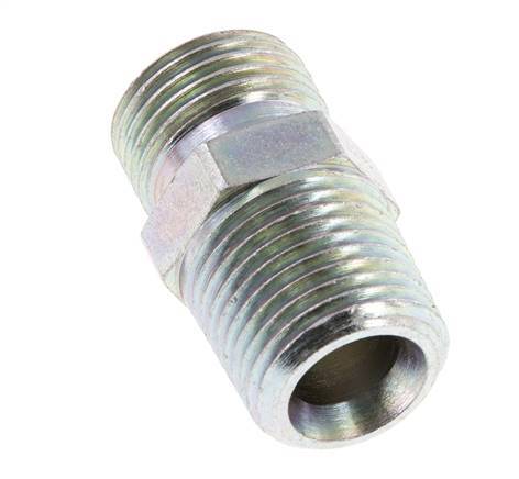 Raccord double en acier zingué 1/2'' NPT x G 1/2'' 3-pièces 280 Bar - Hydraulique