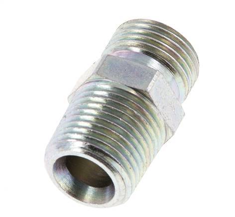 Raccord double en acier zingué 1/2'' NPT x G 1/2'' 3-pièces 280 Bar - Hydraulique