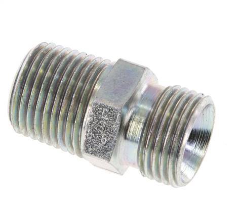 Raccord double en acier zingué 1/2'' NPT x G 1/2'' 3-pièces 280 Bar - Hydraulique