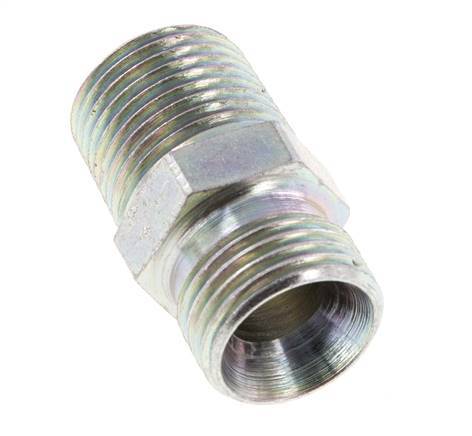 Raccord double en acier zingué 1/2'' NPT x G 1/2'' 3-pièces 280 Bar - Hydraulique