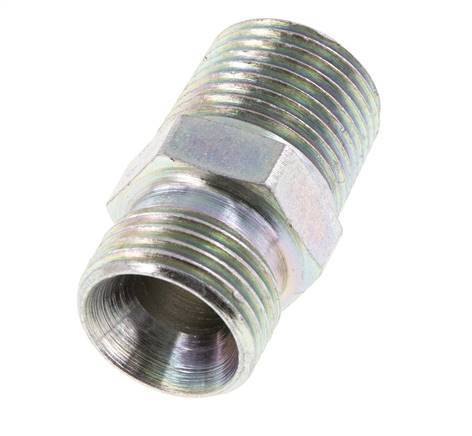 Raccord double en acier zingué 1/2'' NPT x G 1/2'' 3-pièces 280 Bar - Hydraulique