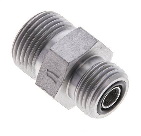 UN 13/16''-16 x UN 11/16''-16 Zinc plated Steel Double Nipple ORFS 630 Bar - Hydraulic