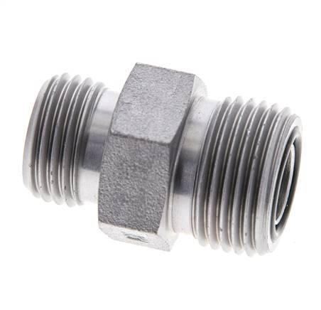 UN 13/16''-16 x UN 11/16''-16 Zinc plated Steel Double Nipple ORFS 630 Bar - Hydraulic