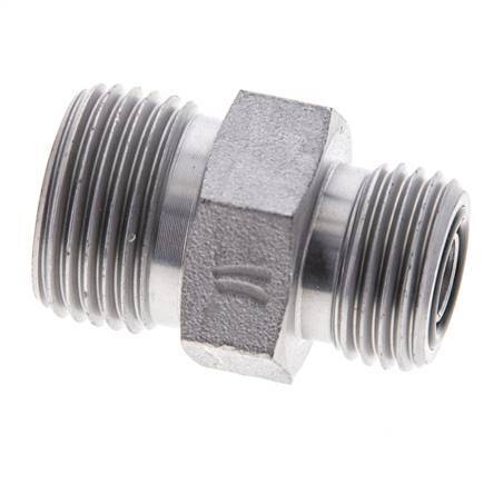 UN 13/16''-16 x UN 11/16''-16 Zinc plated Steel Double Nipple ORFS 630 Bar - Hydraulic