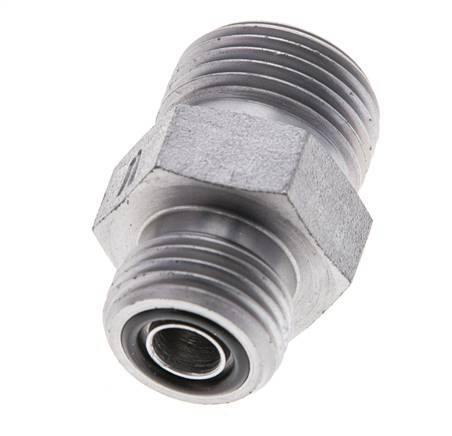 UN 13/16''-16 x UN 11/16''-16 Zinc plated Steel Double Nipple ORFS 630 Bar - Hydraulic