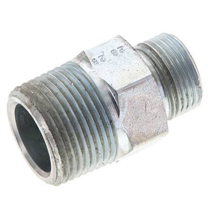 UN 13/16''-16 x 3/4'' NPT Embout double en acier zingué ORFS 400 Bar - Hydraulique