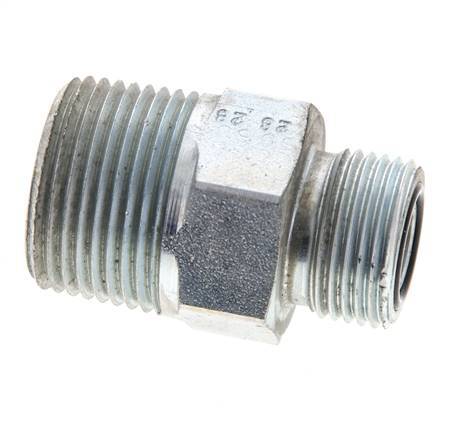 UN 13/16''-16 x 3/4'' NPT Embout double en acier zingué ORFS 400 Bar - Hydraulique